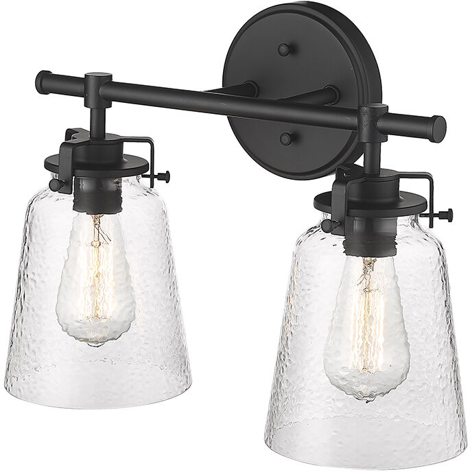 Amberose 2 Light 15.9 inch Matte Black Bathroom Vanity Light Wall Light